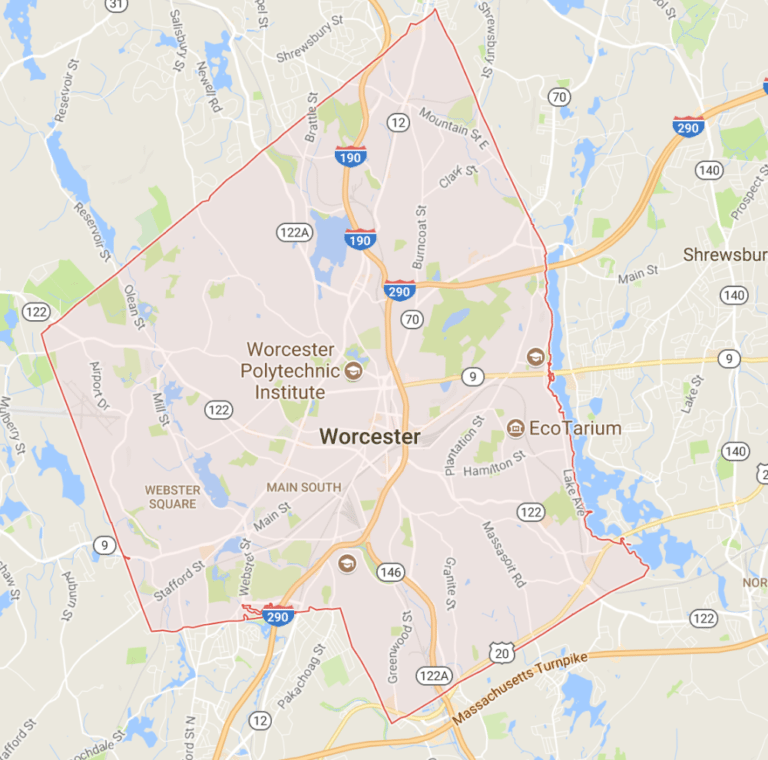 Map of Worcester Massachusetts Unlimited Power Solutions LLC